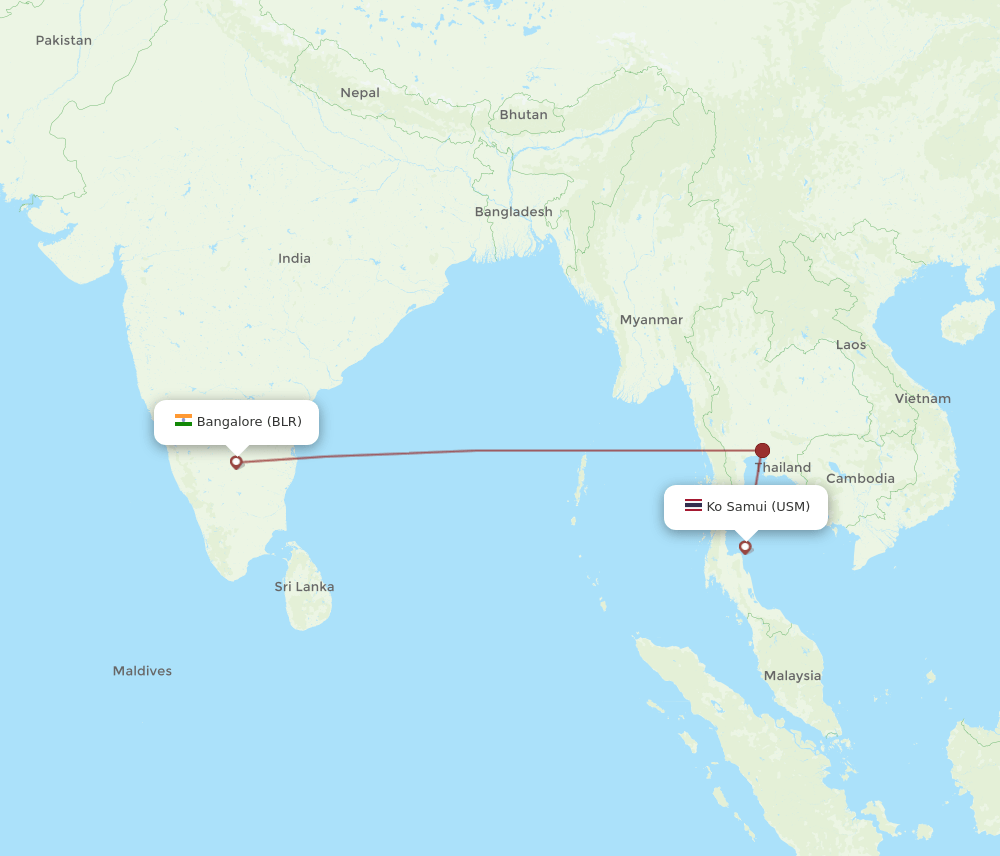 USM-BLR flight routes