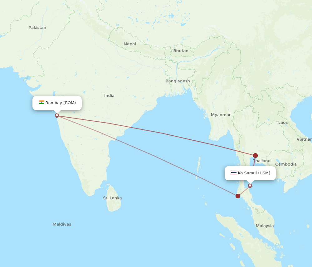 USM-BOM flight routes