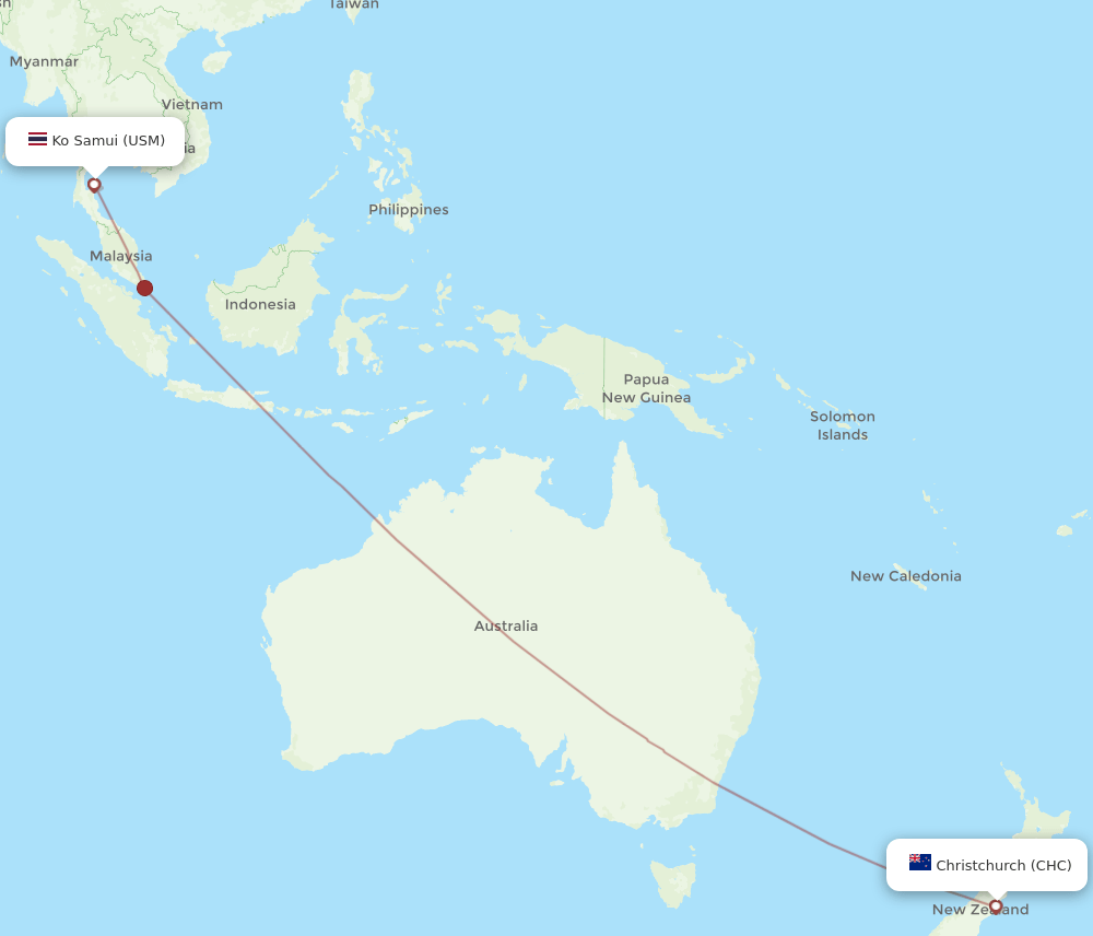 USM-CHC flight routes