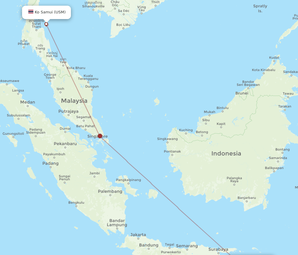 USM to DPS flights and routes map