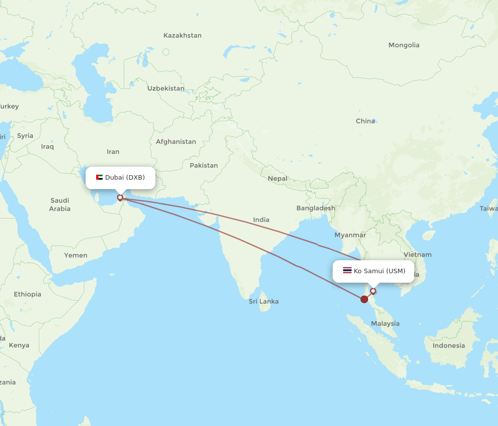 USM-DXB flight routes