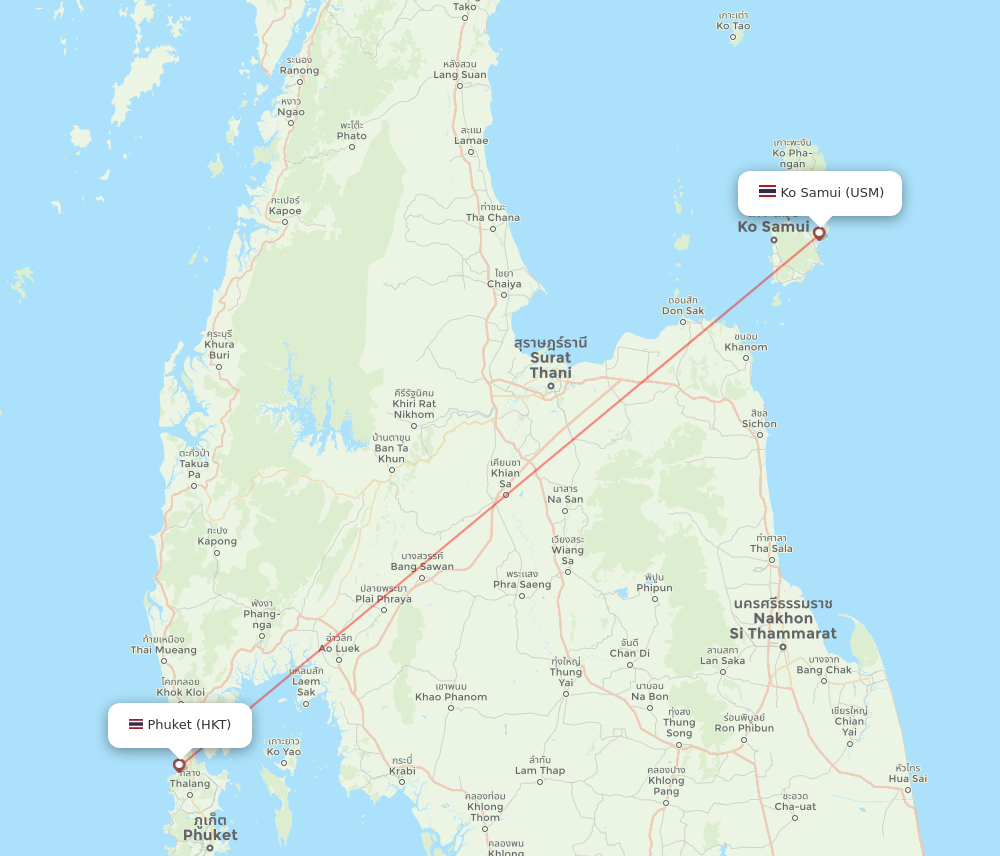 USM to HKT flights and routes map