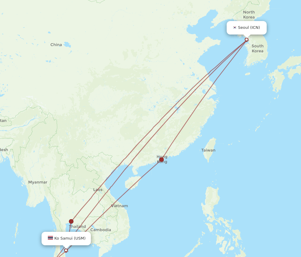 USM-ICN flight routes