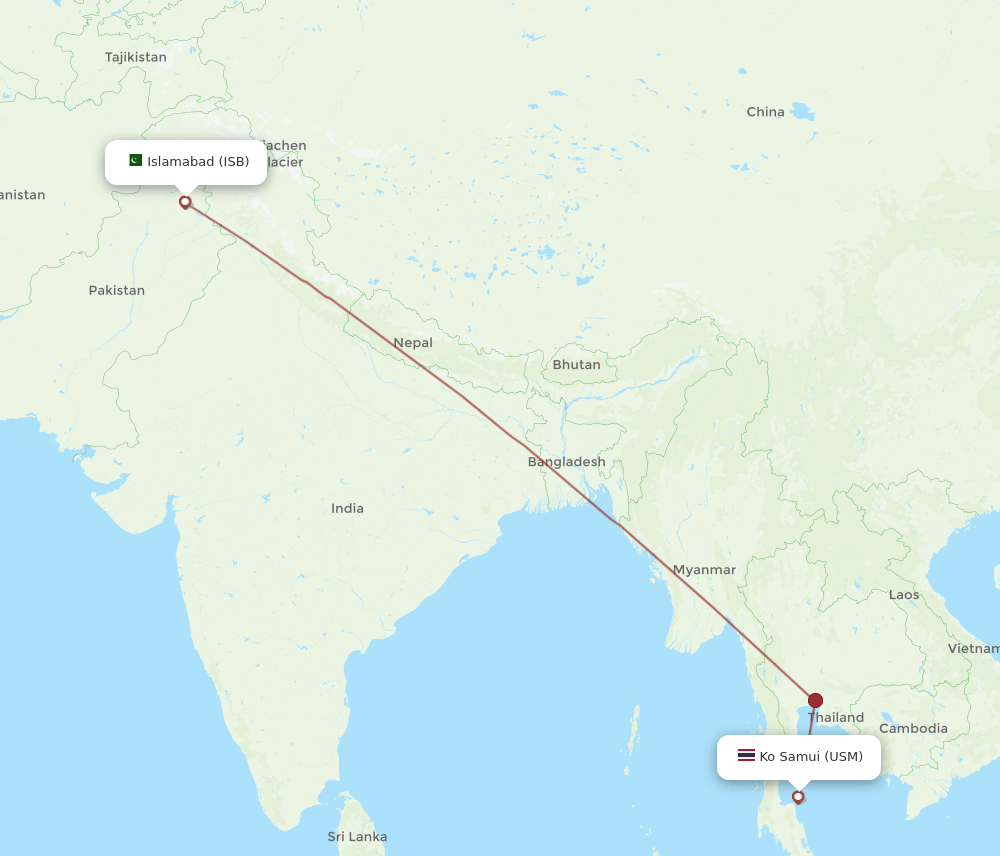 USM-ISB flight routes