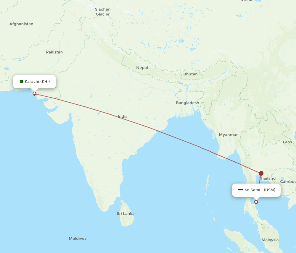 USM-KHI flight routes