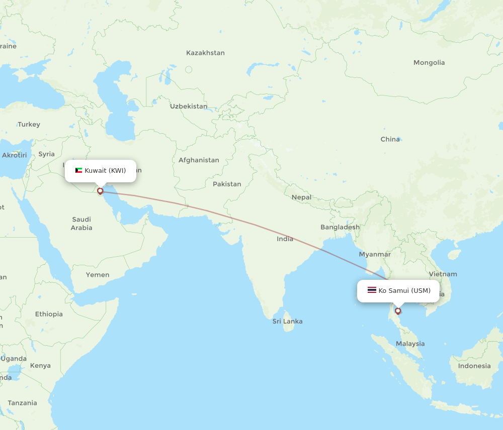 USM-KWI flight routes