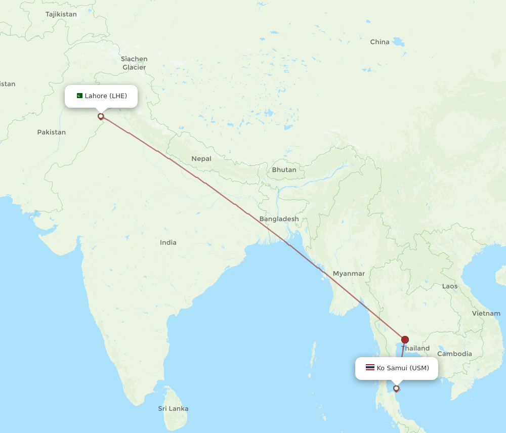 USM-LHE flight routes