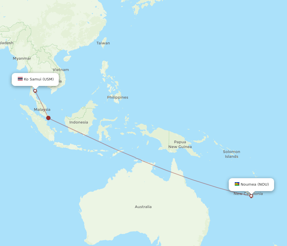 USM-NOU flight routes