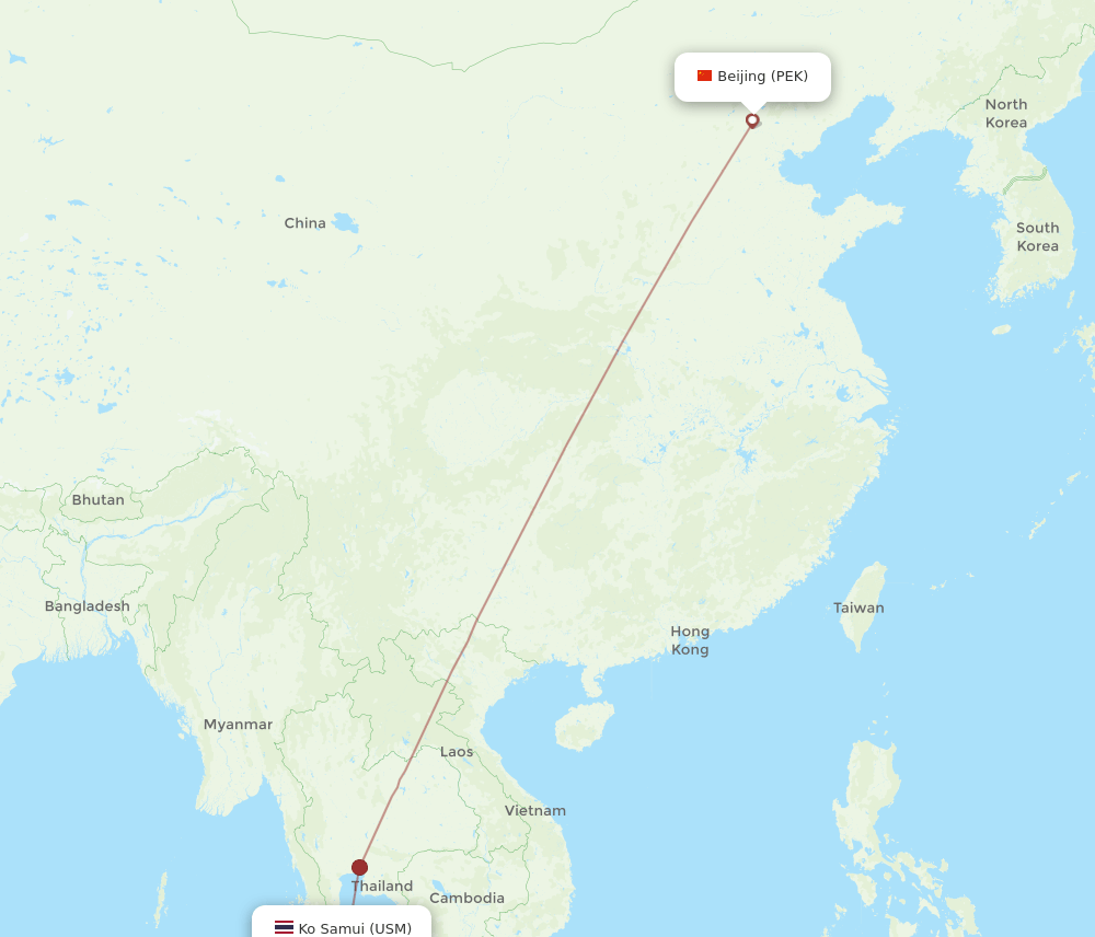 USM-PEK flight routes