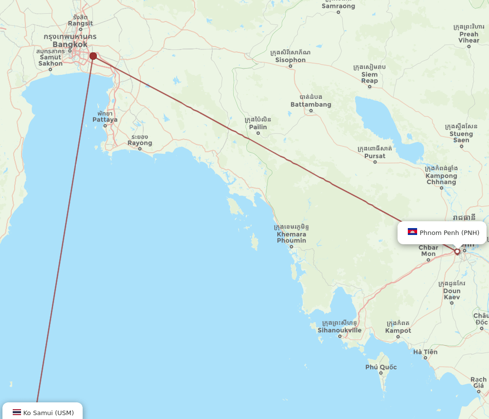 USM to PNH flights and routes map