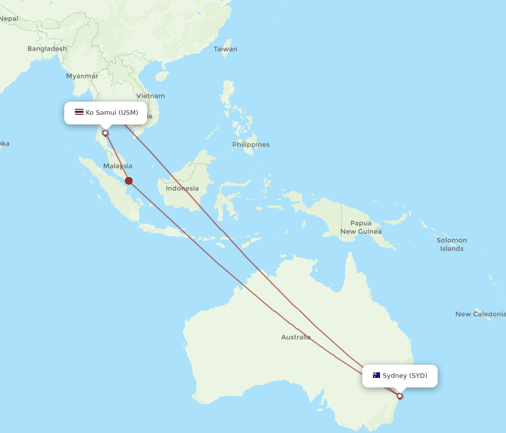 USM-SYD flight routes
