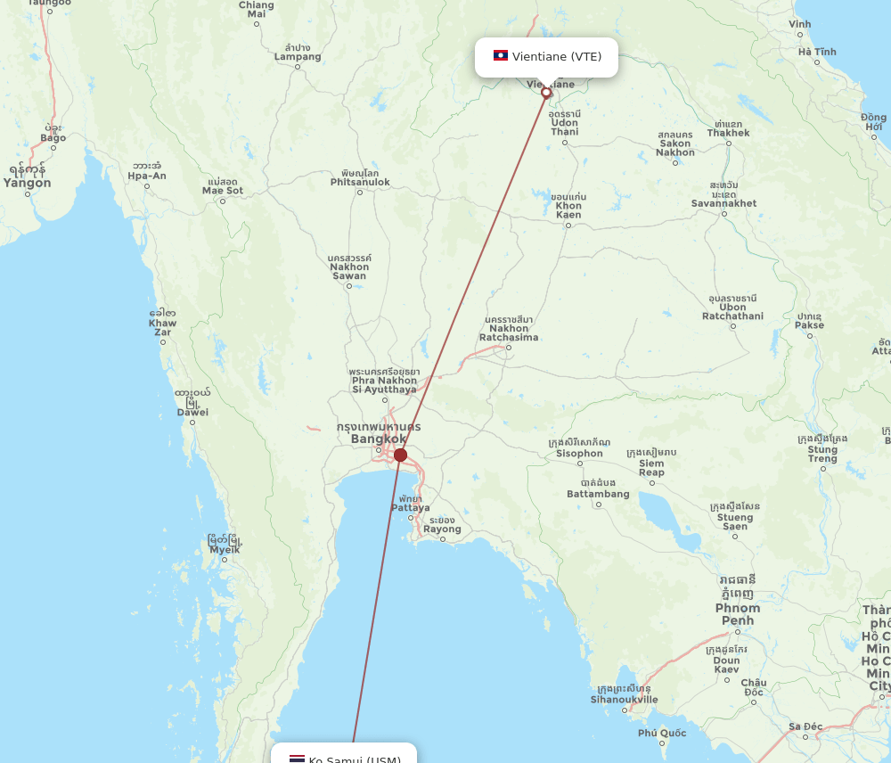 USM to VTE flights and routes map