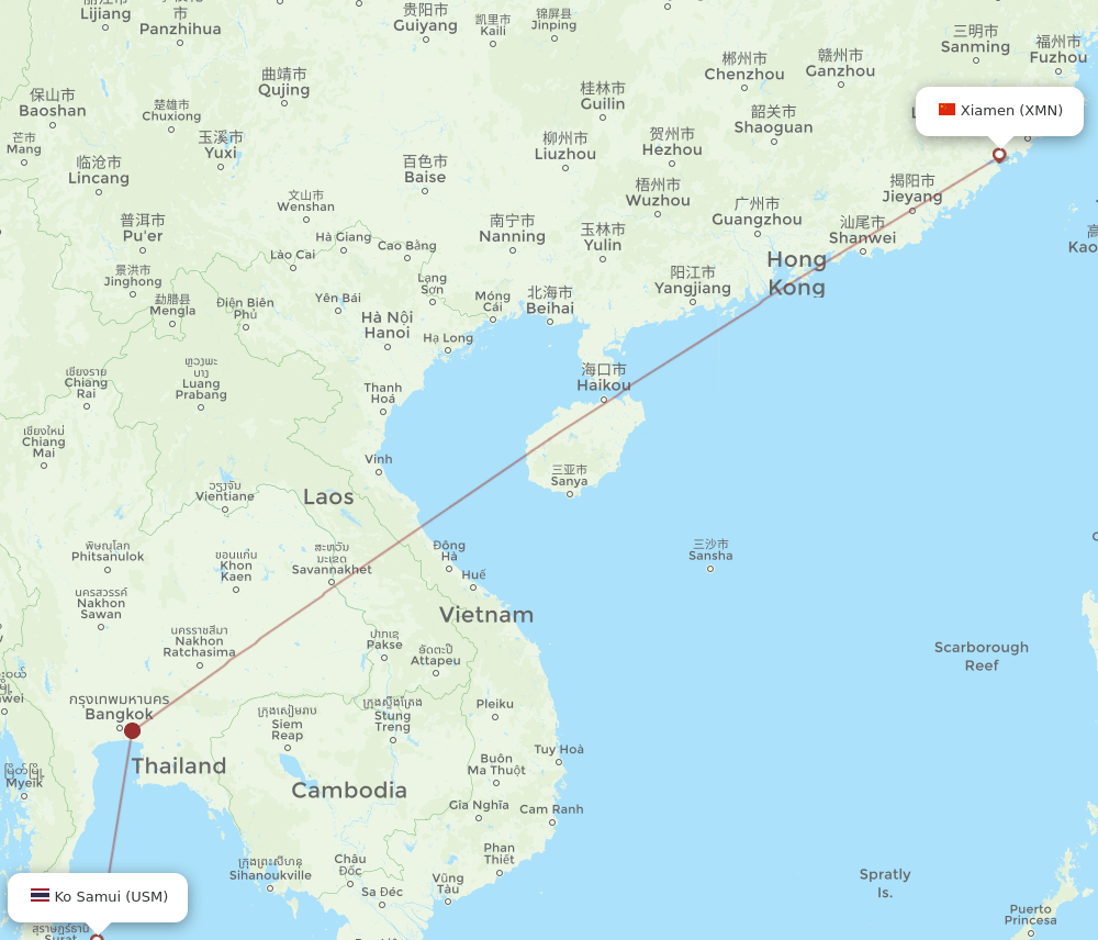 USM-XMN flight routes