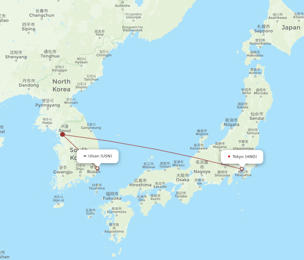 USN-HND flight routes