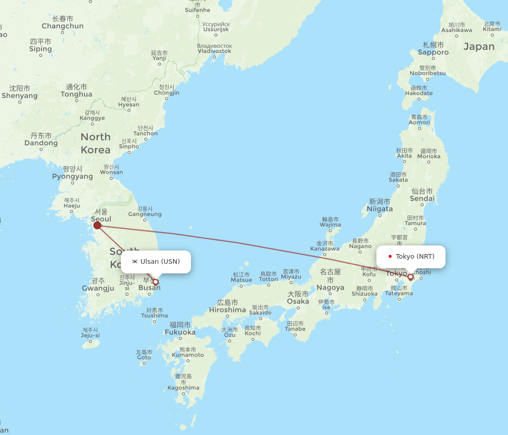 USN-NRT flight routes