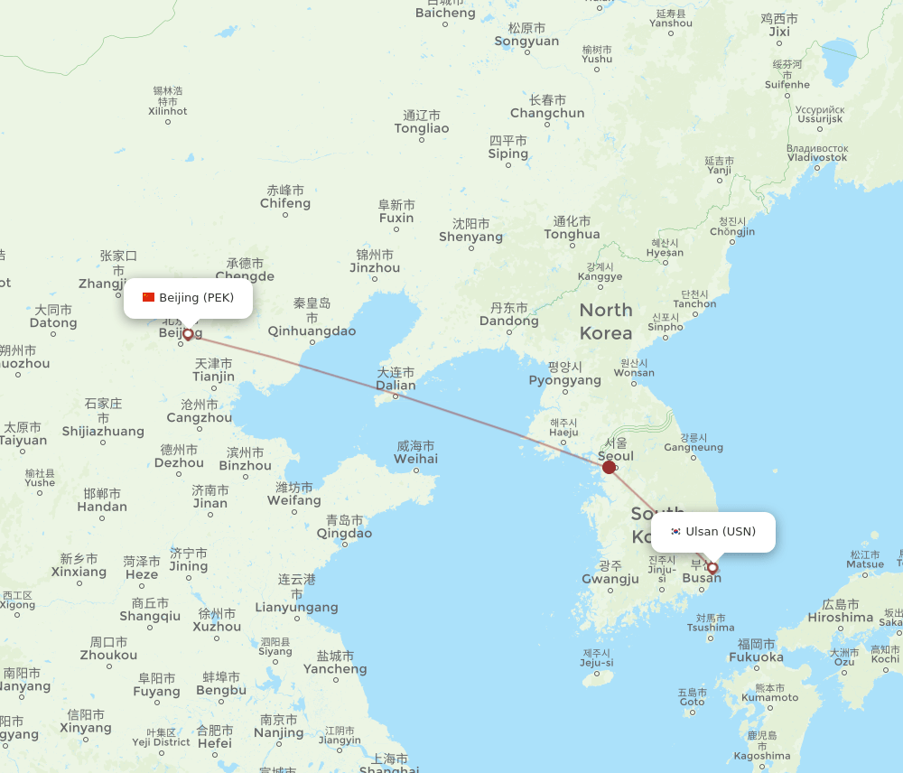 USN-PEK flight routes