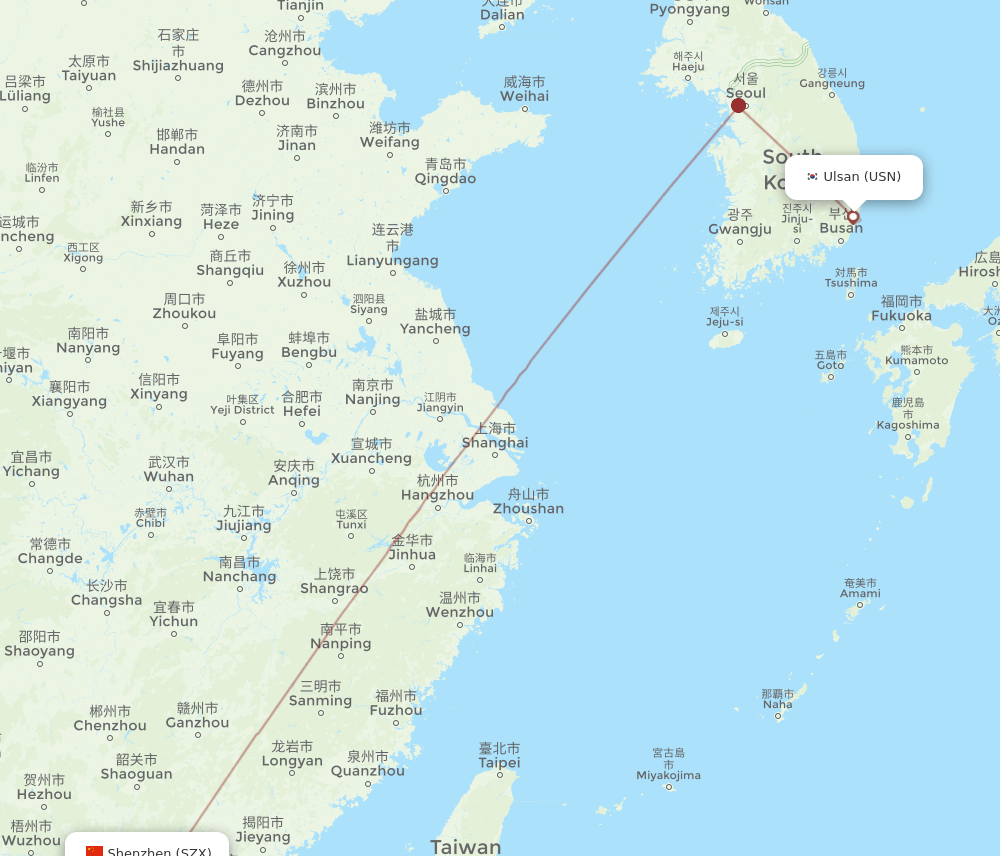 USN-SZX flight routes