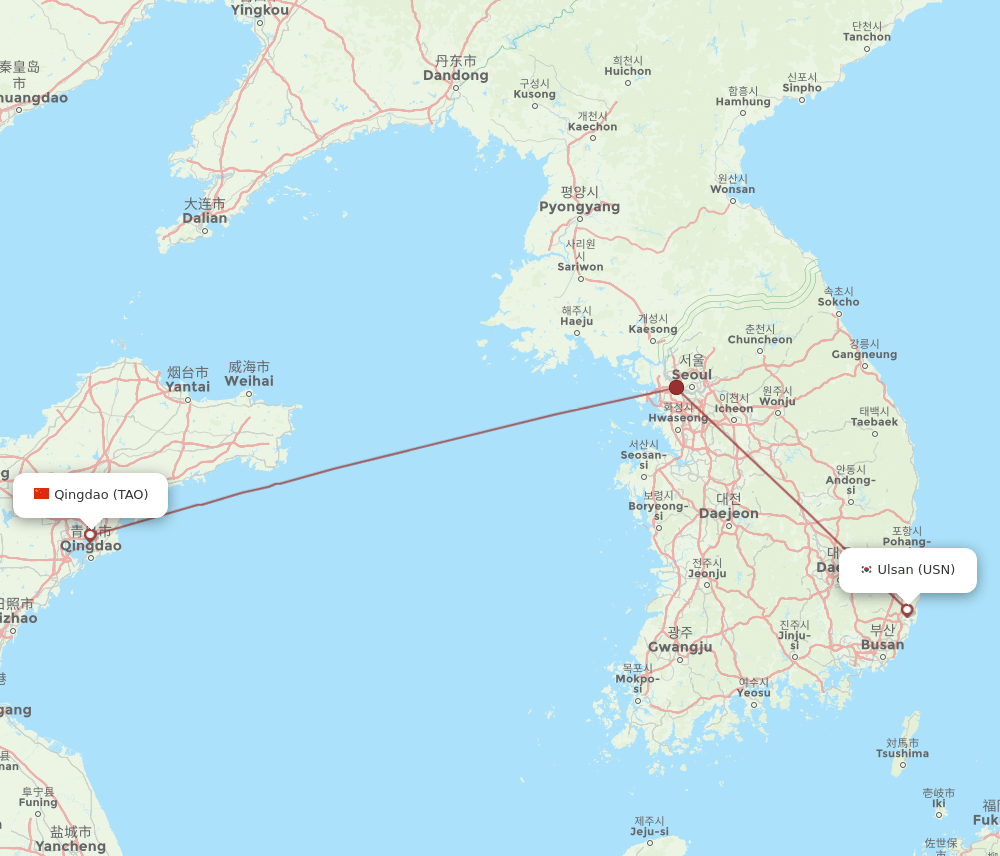 USN to TAO flights and routes map