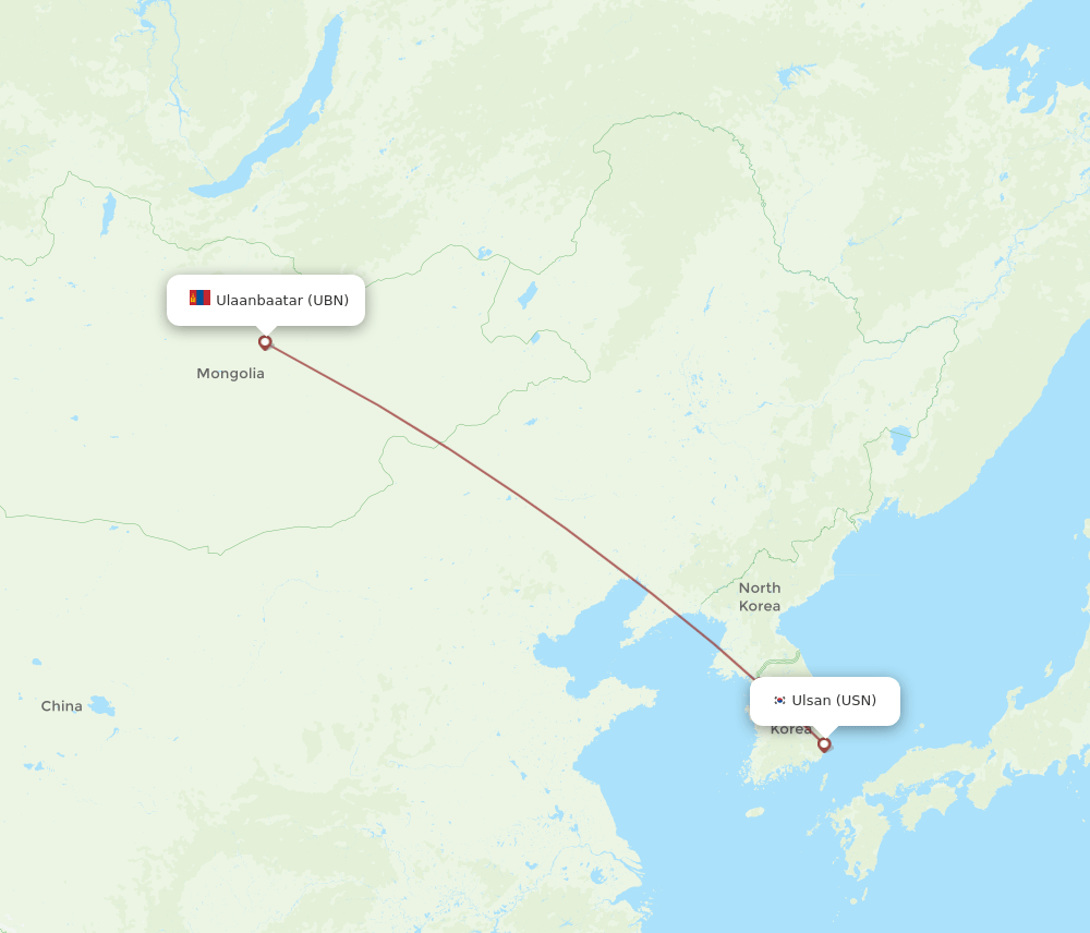 USN to UBN flights and routes map