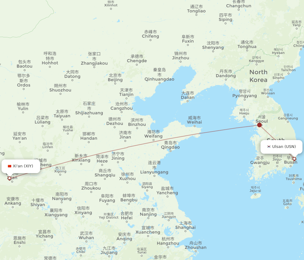 USN-XIY flight routes