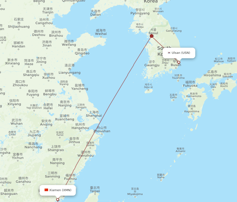 USN-XMN flight routes