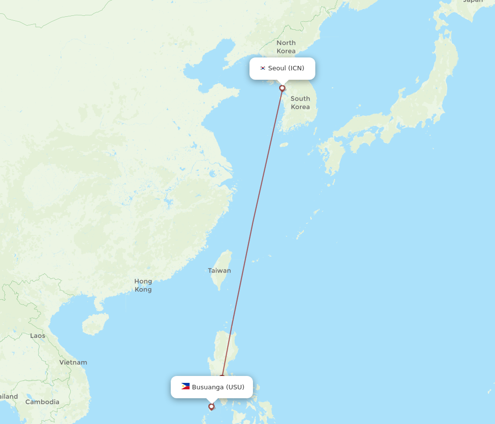 USU to ICN flights and routes map