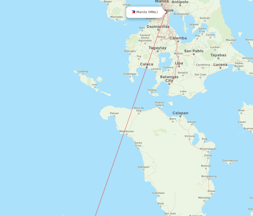 USU to MNL flights and routes map