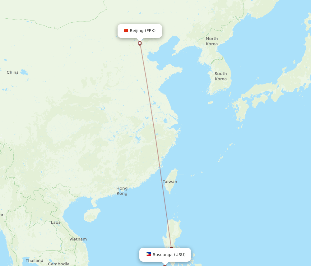 USU to PEK flights and routes map