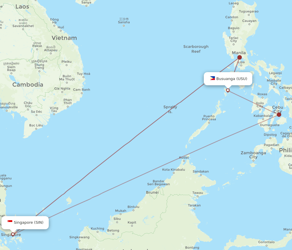 USU-SIN flight routes