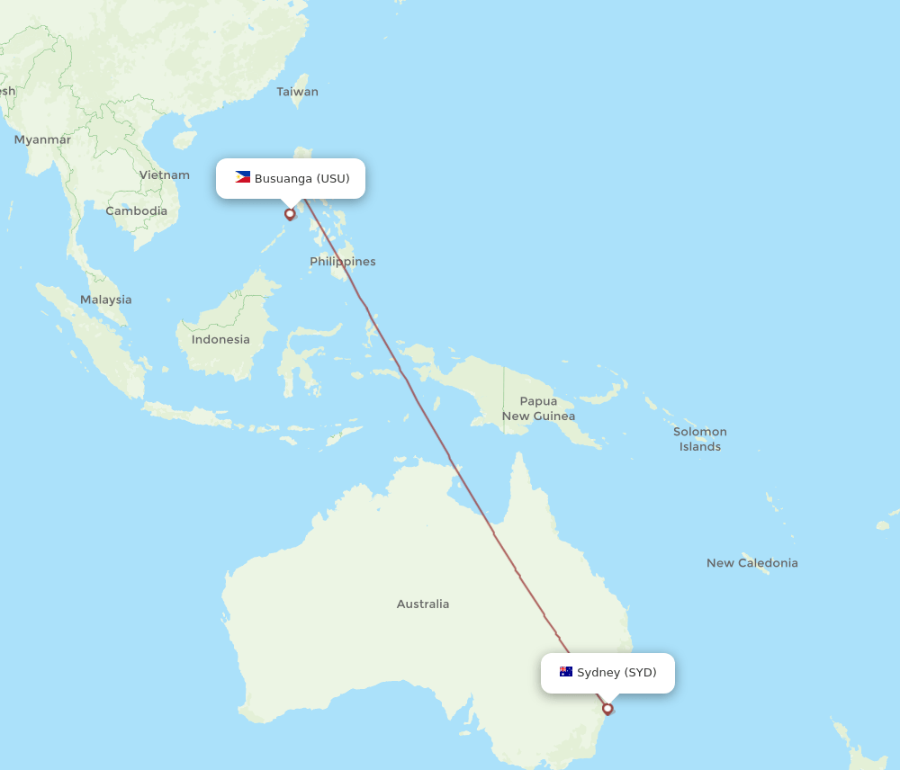 USU-SYD flight routes