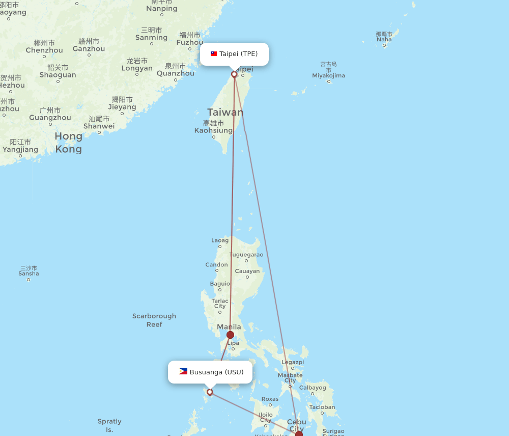 USU-TPE flight routes
