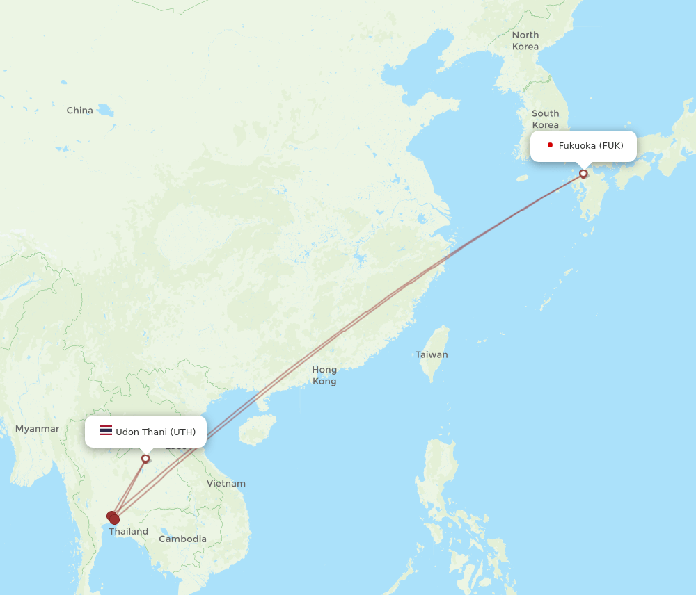 UTH to FUK flights and routes map