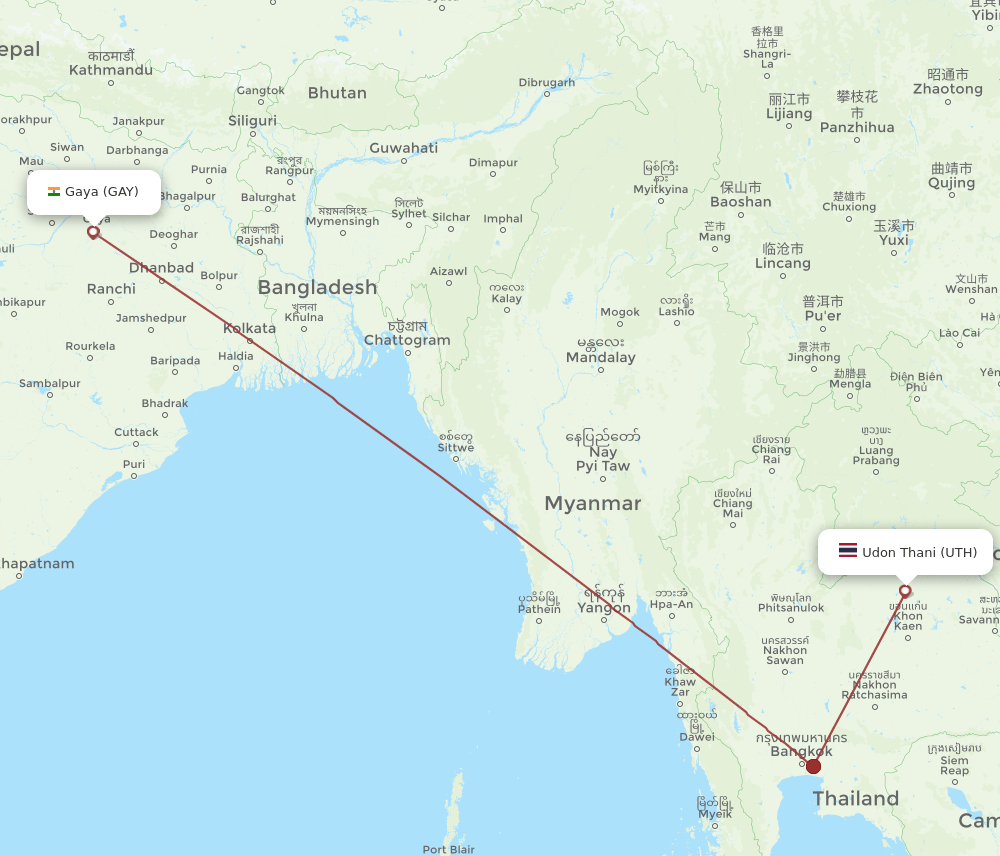 UTH-GAY flight routes