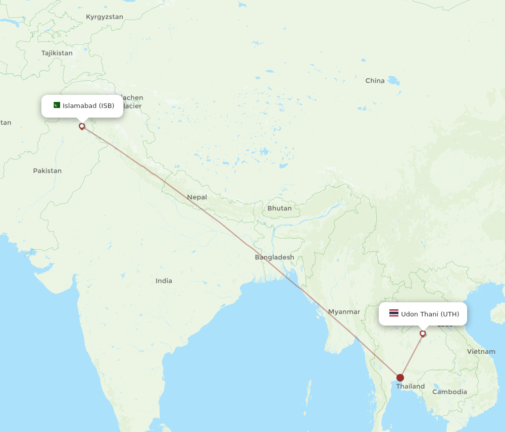 UTH-ISB flight routes