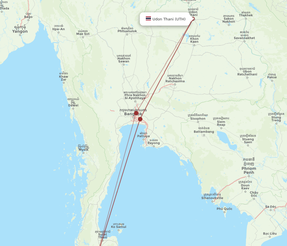 UTH-KBV flight routes