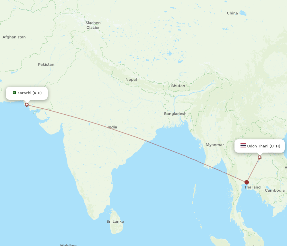 UTH-KHI flight routes