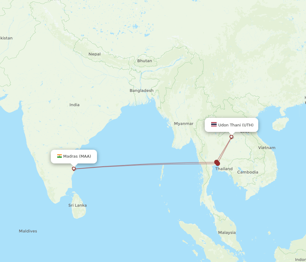 UTH-MAA flight routes