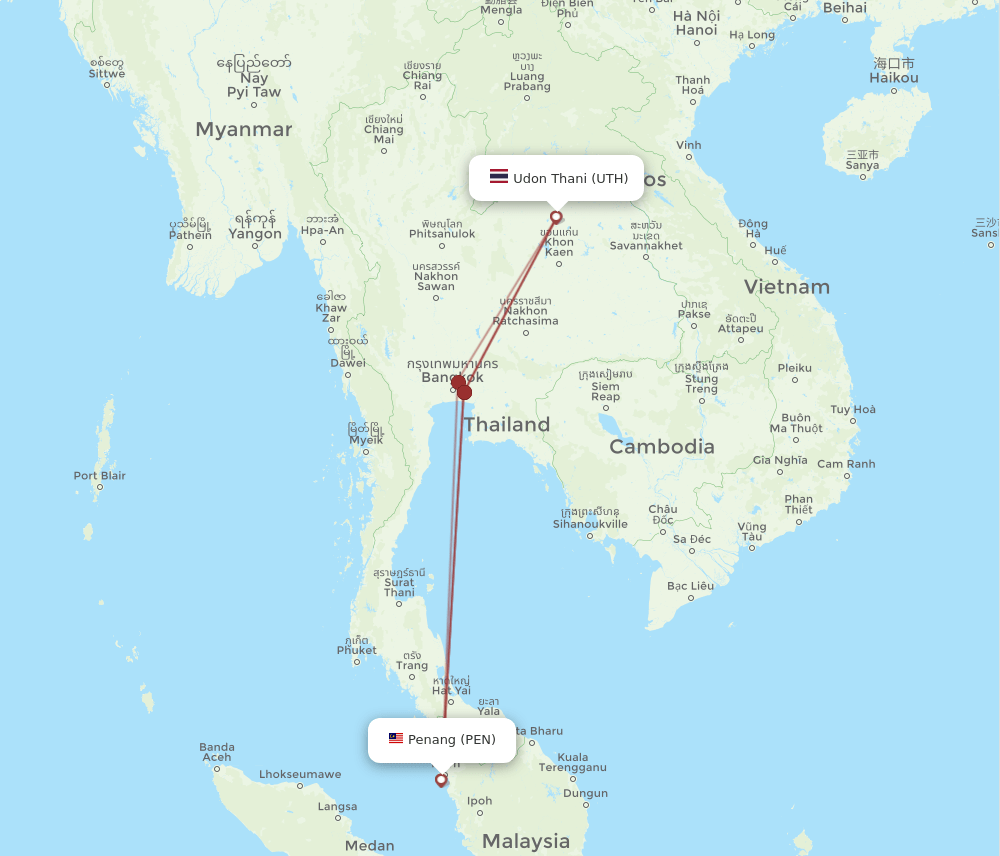 UTH-PEN flight routes