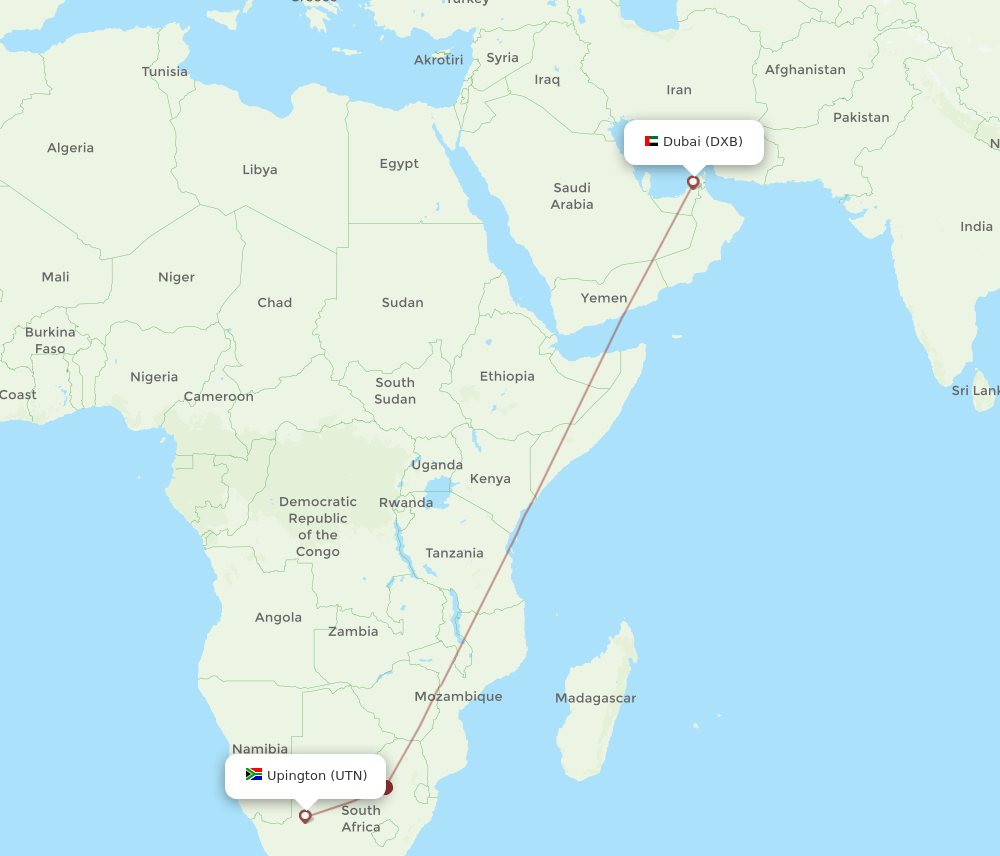 UTN-DXB flight routes