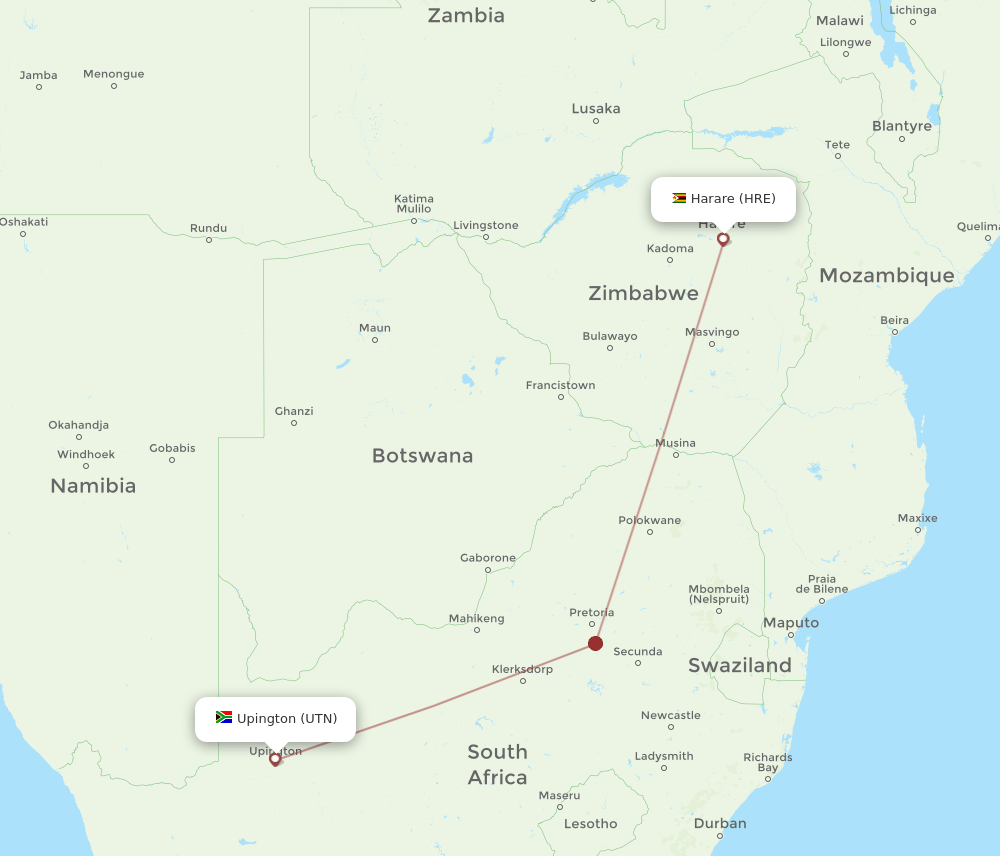 UTN-HRE flight routes