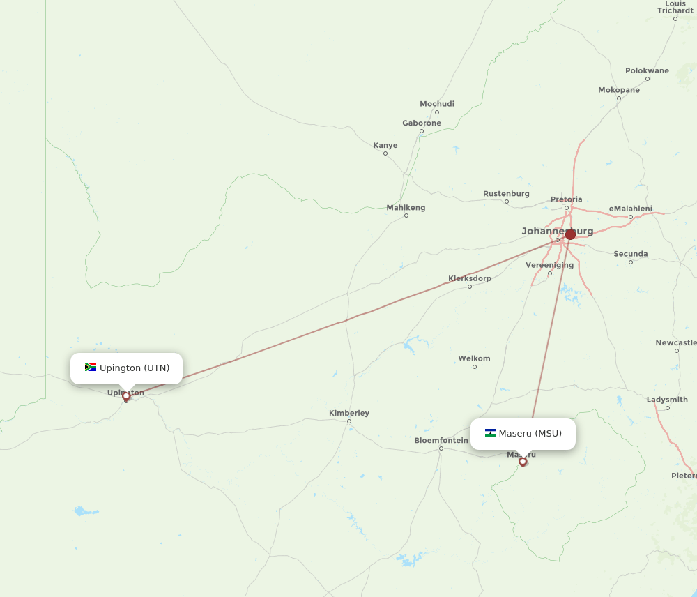 UTN to MSU flights and routes map