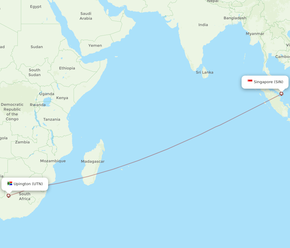 UTN-SIN flight routes