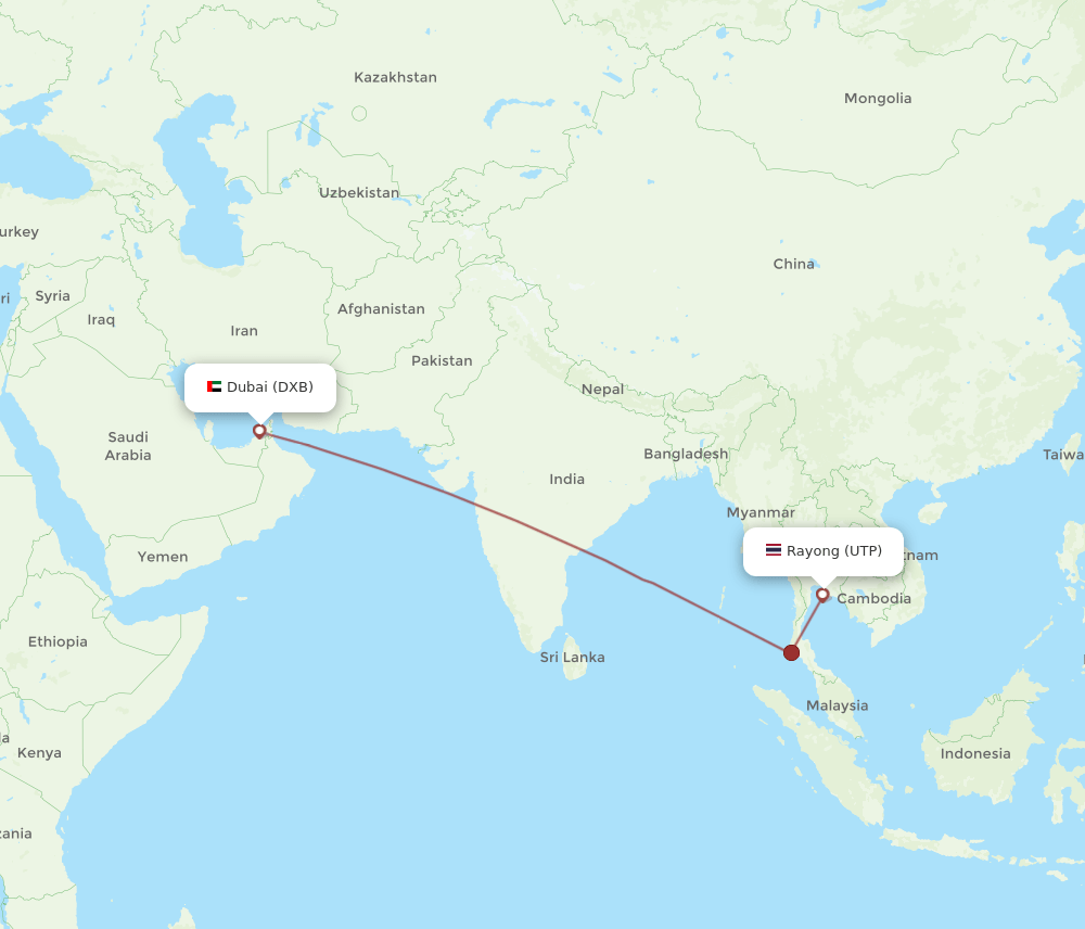 UTP-DXB flight routes