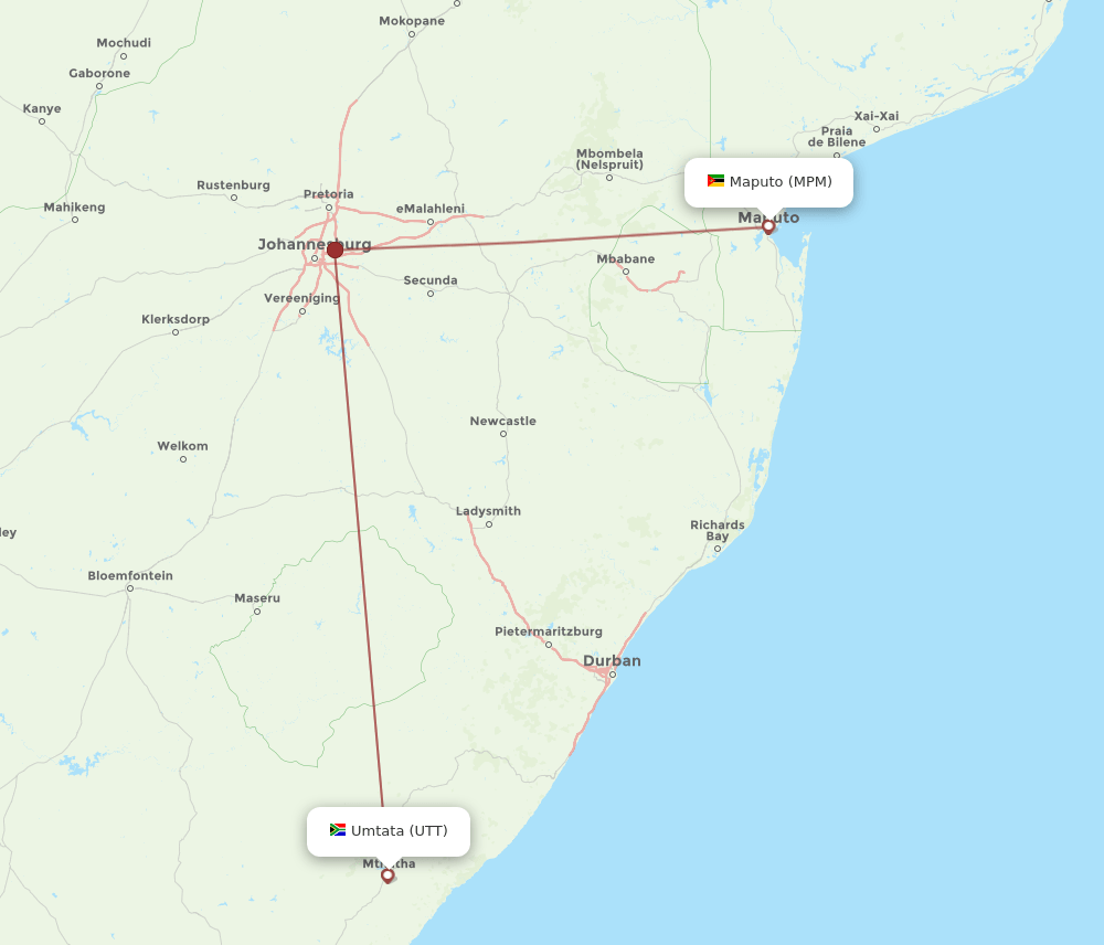 UTT-MPM flight routes