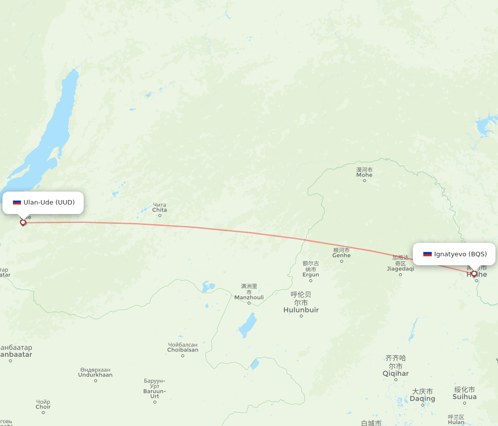 BQS to UUD flights and routes map