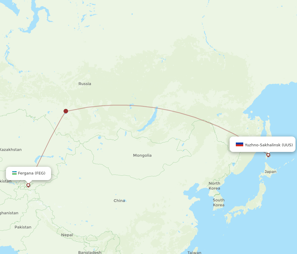 UUS to FEG flights and routes map