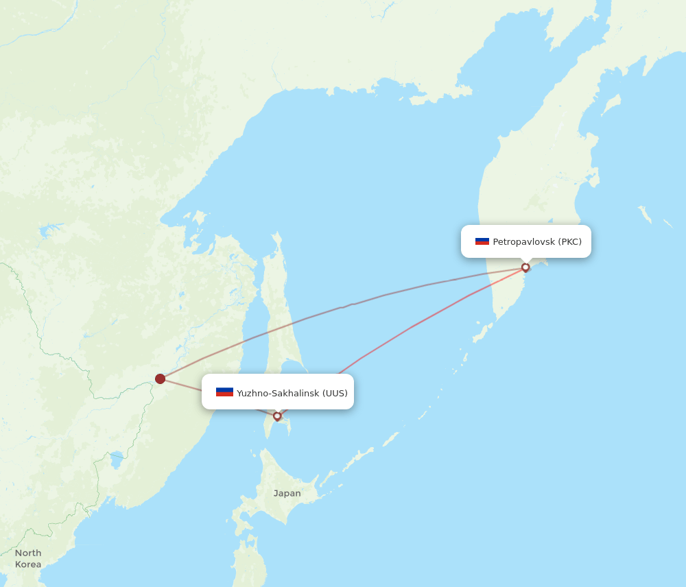 UUS-PKC flight routes