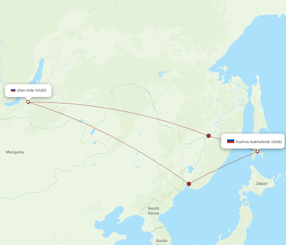 UUD to UUS flights and routes map