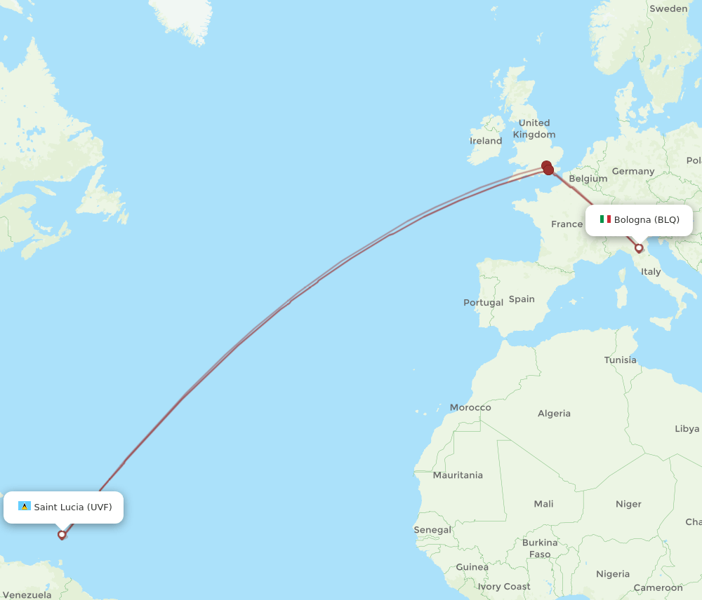 UVF-BLQ flight routes