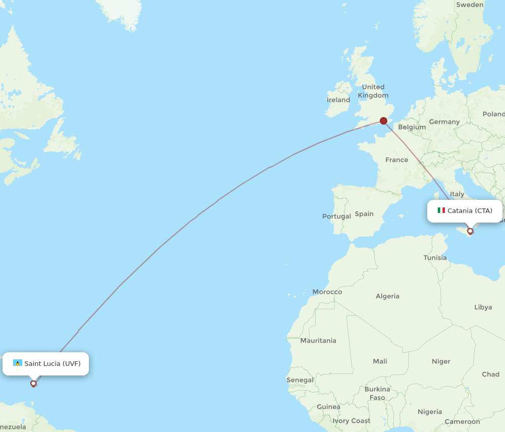 UVF to CTA flights and routes map